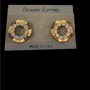Vintage Gold and Rhinestone Earrings